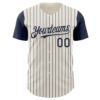 Custom Cream Navy Pinstripe Navy Authentic Two Tone Baseball Jersey