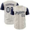 Custom Cream Navy Pinstripe Navy Authentic Two Tone Baseball Jersey