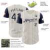 Custom Cream Navy Pinstripe Navy Authentic Two Tone Baseball Jersey