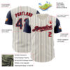 Custom Cream Navy Pinstripe Red Authentic Two Tone Baseball Jersey