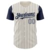 Custom Cream Navy Pinstripe Gray Authentic Two Tone Baseball Jersey