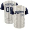 Custom Cream Navy Pinstripe Gray Authentic Two Tone Baseball Jersey