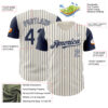 Custom Cream Navy Pinstripe Gray Authentic Two Tone Baseball Jersey