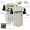 Custom Cream Navy Pinstripe Neon Green Authentic Two Tone Baseball Jersey