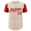 Custom Cream Red Pinstripe Red Authentic Two Tone Baseball Jersey