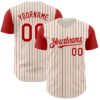 Custom Cream Red Pinstripe Red Authentic Two Tone Baseball Jersey