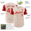 Custom Cream Red Pinstripe Red Authentic Two Tone Baseball Jersey