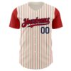 Custom Cream Red Pinstripe Navy Authentic Two Tone Baseball Jersey