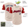 Custom Cream Red Pinstripe Navy Authentic Two Tone Baseball Jersey