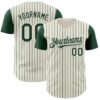 Custom Cream Green Pinstripe Green Authentic Two Tone Baseball Jersey