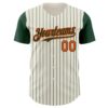 Custom Cream Green Pinstripe Orange Authentic Two Tone Baseball Jersey
