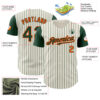 Custom Cream Green Pinstripe Orange Authentic Two Tone Baseball Jersey