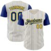 Custom Cream Royal Pinstripe Yellow Authentic Two Tone Baseball Jersey