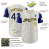 Custom Cream Royal Pinstripe Yellow Authentic Two Tone Baseball Jersey