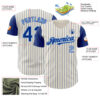 Custom Cream Royal Pinstripe Light Blue Authentic Two Tone Baseball Jersey