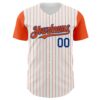 Custom White Orange Pinstripe Royal Authentic Two Tone Baseball Jersey