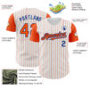 Custom White Orange Pinstripe Royal Authentic Two Tone Baseball Jersey