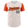Custom White Orange Pinstripe Black Authentic Two Tone Baseball Jersey