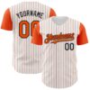 Custom White Orange Pinstripe Black Authentic Two Tone Baseball Jersey