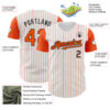 Custom White Orange Pinstripe Black Authentic Two Tone Baseball Jersey
