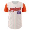 Custom White Orange Pinstripe Purple Authentic Two Tone Baseball Jersey