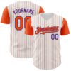 Custom White Orange Pinstripe Purple Authentic Two Tone Baseball Jersey