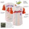 Custom White Orange Pinstripe Purple Authentic Two Tone Baseball Jersey