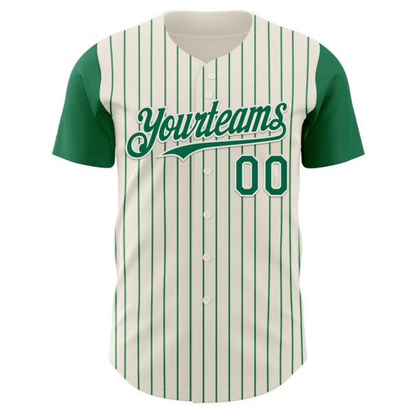 Custom Cream Kelly Green Pinstripe Kelly Green Authentic Two Tone Baseball Jersey