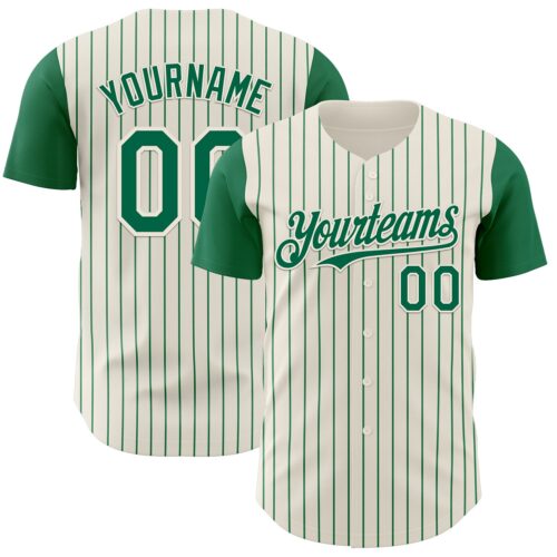TwoTone1150 Custom Cream Kelly Green Pinstripe Kelly Green Authentic Two Tone Baseball Jersey