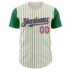 Custom Cream Kelly Green Pinstripe Pink Authentic Two Tone Baseball Jersey