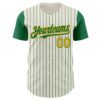 Custom Cream Kelly Green Pinstripe Gold Authentic Two Tone Baseball Jersey