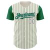 Custom Cream Kelly Green Pinstripe Gray Authentic Two Tone Baseball Jersey