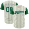 Custom Cream Kelly Green Pinstripe Gray Authentic Two Tone Baseball Jersey