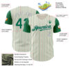 Custom Cream Kelly Green Pinstripe Gray Authentic Two Tone Baseball Jersey