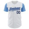 Custom White Light Blue Pinstripe Navy Authentic Two Tone Baseball Jersey