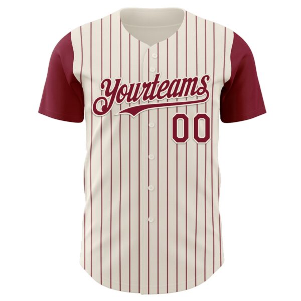 Custom Cream Crimson Pinstripe Crimson Authentic Two Tone Baseball Jersey