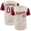 Custom Cream Crimson Pinstripe Crimson Authentic Two Tone Baseball Jersey