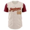 Custom Cream Crimson Pinstripe Old Gold Authentic Two Tone Baseball Jersey