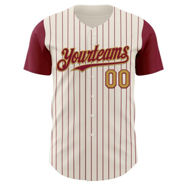 Custom Cream Crimson Pinstripe Old Gold Authentic Two Tone Baseball Jersey