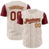 Custom Cream Crimson Pinstripe Old Gold Authentic Two Tone Baseball Jersey