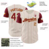 Custom Cream Crimson Pinstripe Old Gold Authentic Two Tone Baseball Jersey