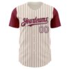 Custom Cream Crimson Pinstripe Gray Authentic Two Tone Baseball Jersey