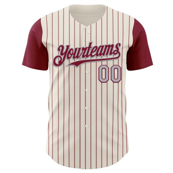 Custom Cream Crimson Pinstripe Gray Authentic Two Tone Baseball Jersey