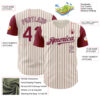 Custom Cream Crimson Pinstripe Gray Authentic Two Tone Baseball Jersey