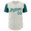 Custom Cream Teal Pinstripe Teal Authentic Two Tone Baseball Jersey