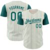 Custom Cream Teal Pinstripe Teal Authentic Two Tone Baseball Jersey