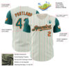 Custom Cream Teal Pinstripe Orange Authentic Two Tone Baseball Jersey