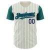 Custom Cream Teal Pinstripe Navy Authentic Two Tone Baseball Jersey