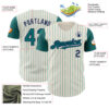 Custom Cream Teal Pinstripe Navy Authentic Two Tone Baseball Jersey
