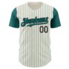 Custom Cream Teal Pinstripe Black Authentic Two Tone Baseball Jersey